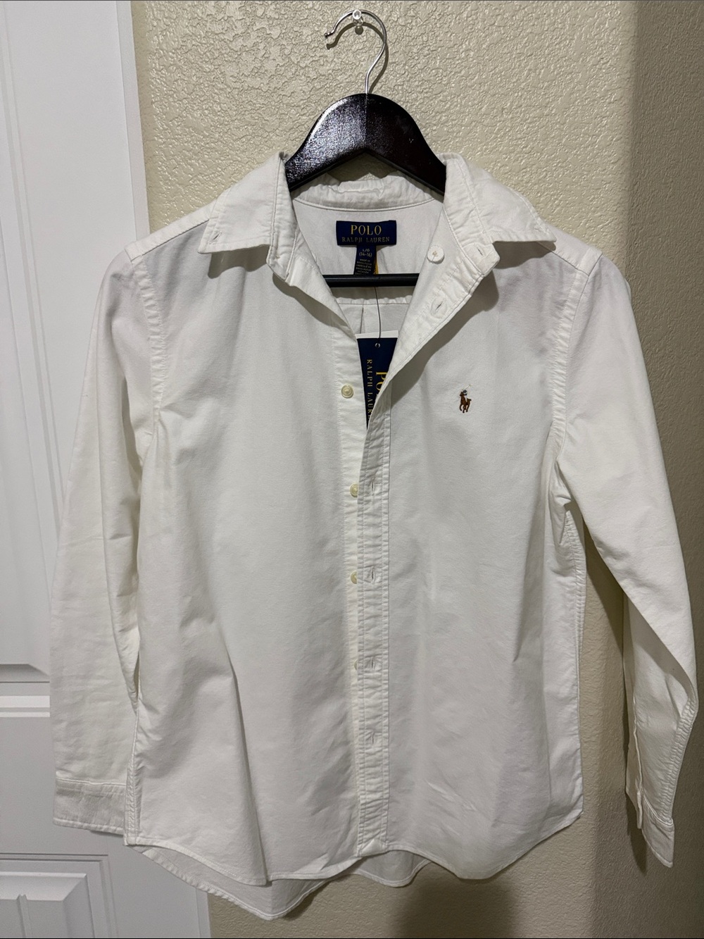 Polo by Ralph Lauren Boy’s White Button-Down Shirt with Embroidered Pony